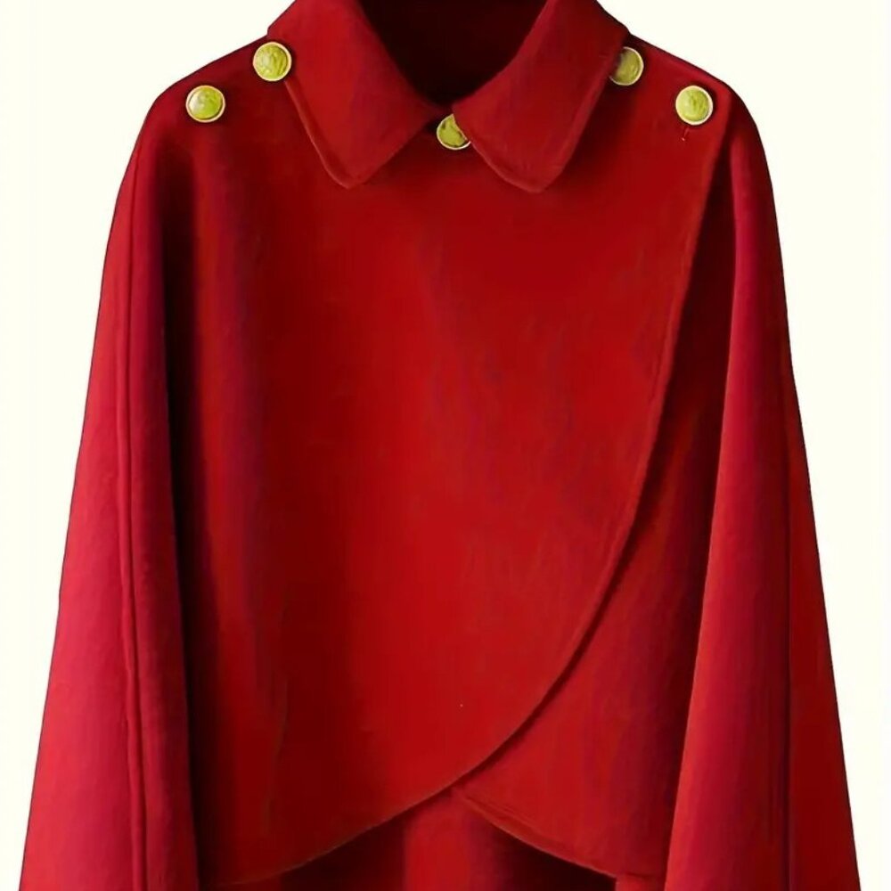 Asymmetrical Cape (Color: Dark Red)
